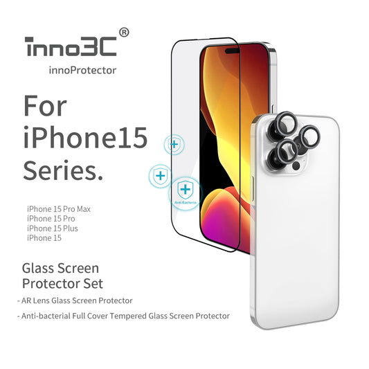 inno3C Glass Screen Protector Set for iPhone 15 series