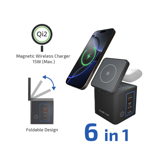 inno3C 105W Qi2 + GaN 6-in-1Wireless Fast Charging Dock i-105WS