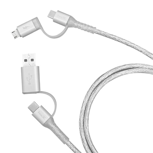 inno3C Transparent 4 in 1 Fast Charging Cable i-4MA-12|Micro/Type-C to USB/Type-C Fast Charging Cable