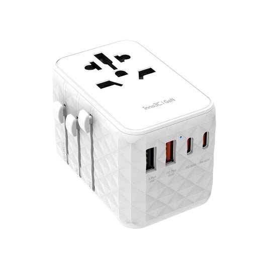 inno3C GaN 65W 4輸出旅行轉換插頭i-FT65｜65W GaN 四接口旅行充電插座｜GaN 4 Ports (2C2A) PD 快速充電器｜四輸出快速充電器｜快充火牛｜USB旅行充電器