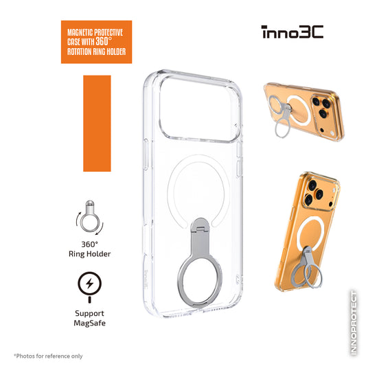 inno3C Magnetic Protective Case with 360° Rotation Ring Holder for iPhone 17 series