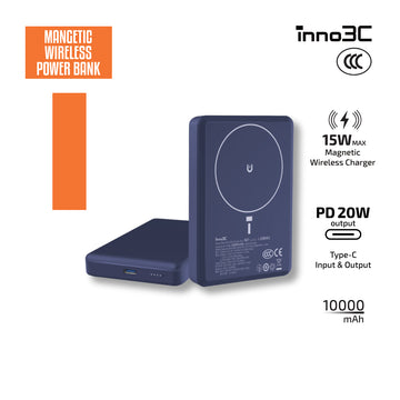 inno3C [ CCC 3C CE ] 15W Magnetic Wireless Power Bank 10000mAh M7 ( Blue )︱Type-C PD3.0 20W Two-way Fast Charging Portable Charger