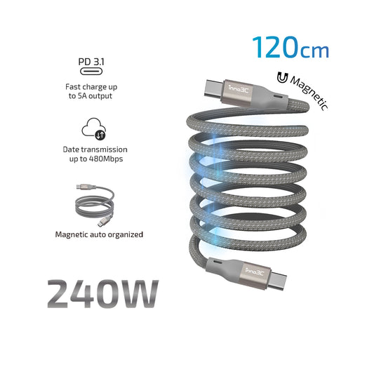 inno3C 240W Type-C to Type-C Magnetic Organized Cable i-2M240-12