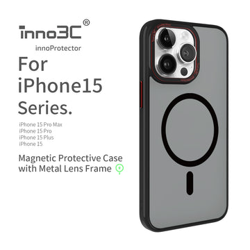 inno3C Magnetic Protective Case with Metal Lens Frame for iPhone 15 series