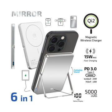inno3C Qi2 鏡面超薄磁吸無線充移動電源連支架i-5M3