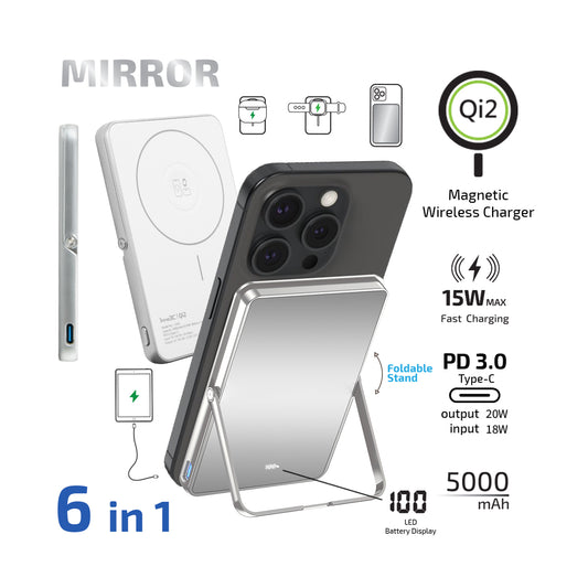 inno3C Qi2 鏡面超薄磁吸無線充移動電源連支架i-5M3