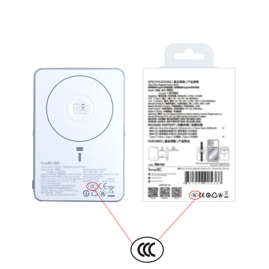inno3C CCC 3C CE 安全認證 可帶上飛機 Qi2快充 磁吸無線充電 有支架 行動電源 5000mAh M0U(鏡面) i-3C5M3︱LCD屏 直通充電 Type-C PD3.0 有線充電 雙向快充 尿袋 