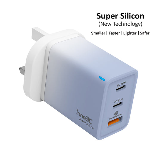 inno3C 65W Super Silicon PD 3.0 & PPS 三輸出快速充電器 i-65W｜超級矽充電器｜3 端口超級硅充電器｜USB充電器｜USB 插頭｜Type C充電器｜快充火牛｜叉電器