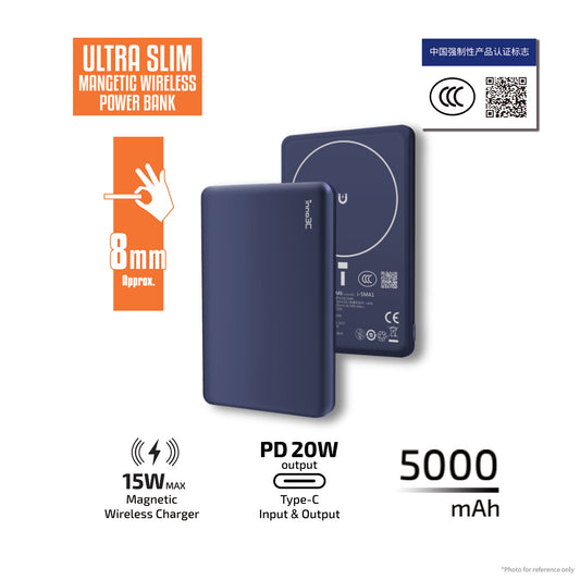 inno3C CCC Traceable QR Code Ultra Slim 8.75mm Magnetic Wireless Power Bank M6 (Blue/Orange) | PD3.0 20W Type-C Two-way Fast Charging Portable Charger