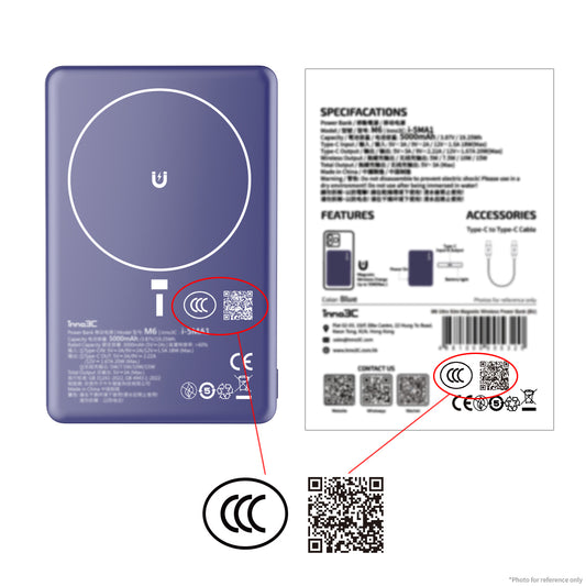inno3C CCC Traceable QR Code Ultra Slim 8.75mm Magnetic Wireless Power Bank M6 (Blue/Orange) | PD3.0 20W Type-C Two-way Fast Charging Portable Charger
