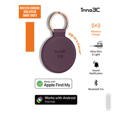inno3C Wireless Rechargeable Find My Locator i-FR8｜Dual System Item Tracker, Bluetooth Smart Tag for Android & iOS - Compatible with Apple Find My & Google Find Hub｜Wireless Charging Dual-System Smart Finder